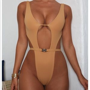 Hole Again Oh Polly Swimsuit - coffee color